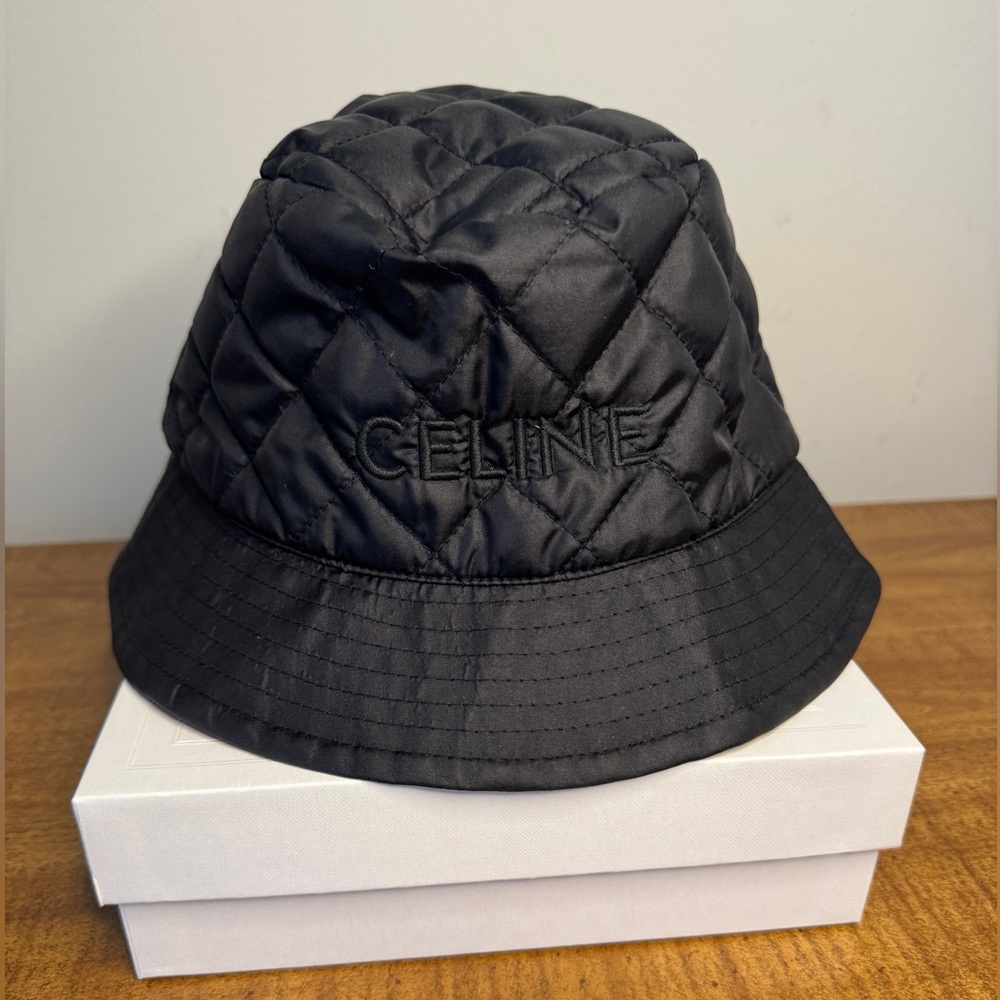 Authentic Celine Black Quilted Bucket Hat
